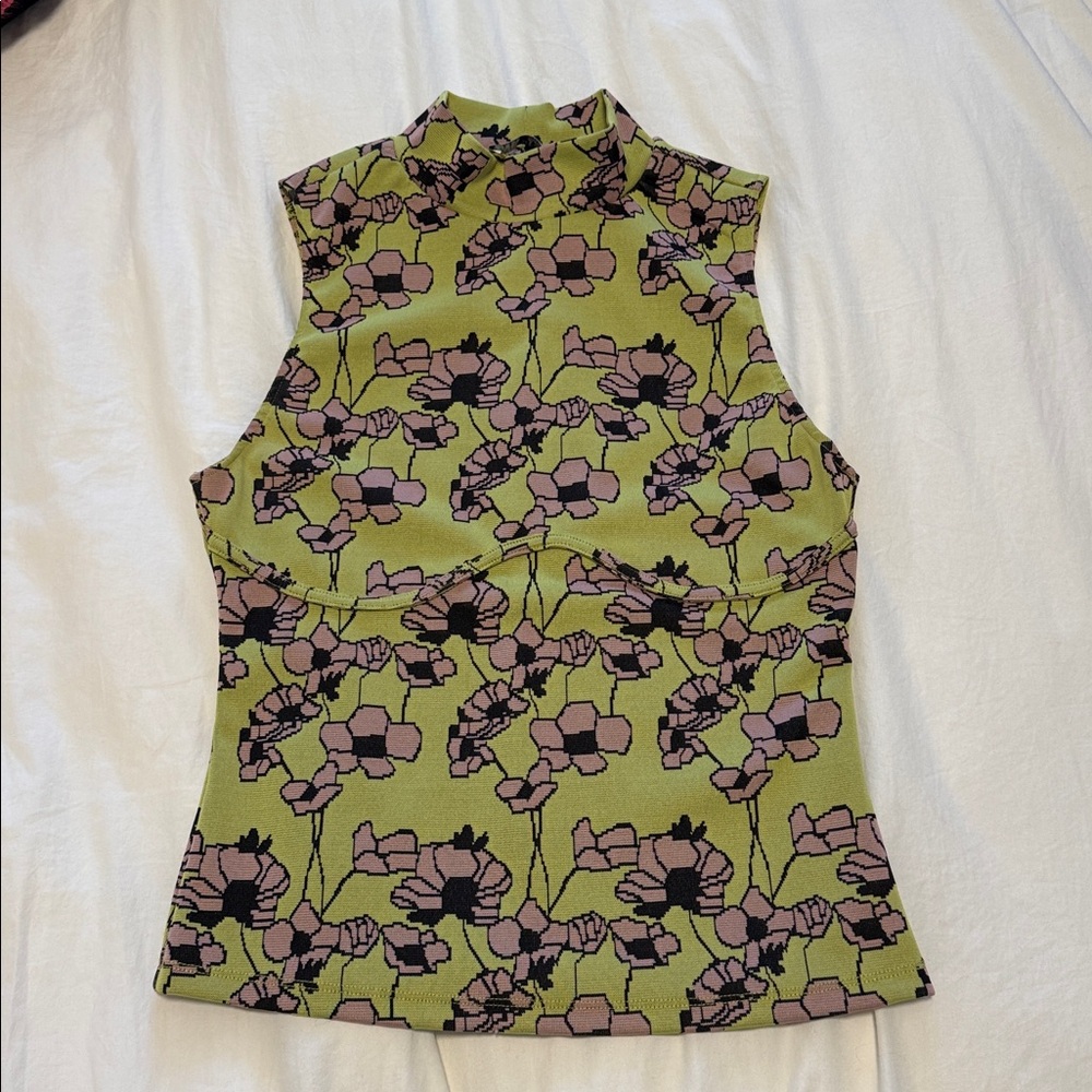 Zara Green and Pink Floral Top